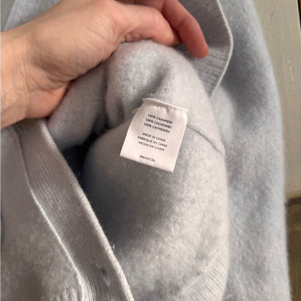Naadam Light Blue 100% Cashmere Cardigan w Pockets Size S - Picture 5 of 6